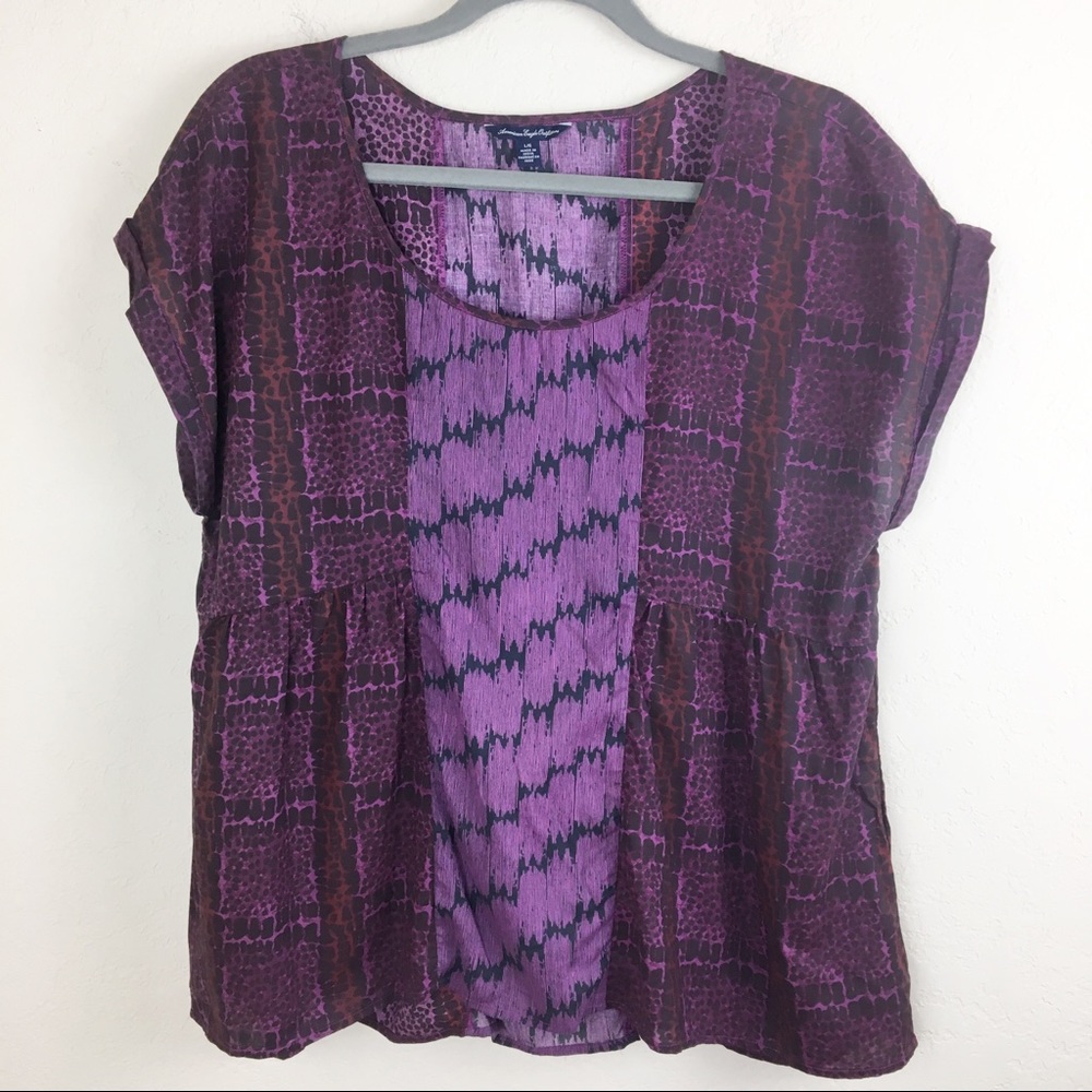 AEO Purple Geometric  Print Top Large